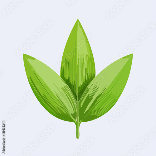 Green leaf icon in flat design style, symbolizing nature and growth, used in environmental campaigns and eco-friendly branding materials