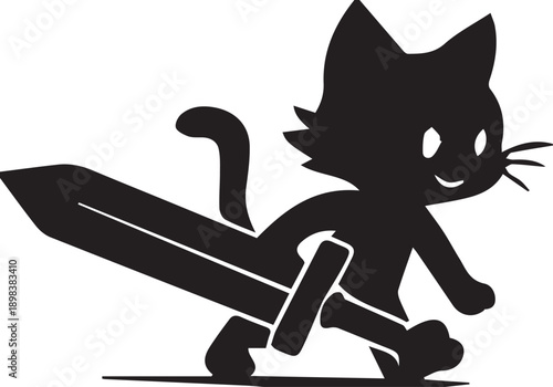 Cat Silhouette - White Background Vector Image