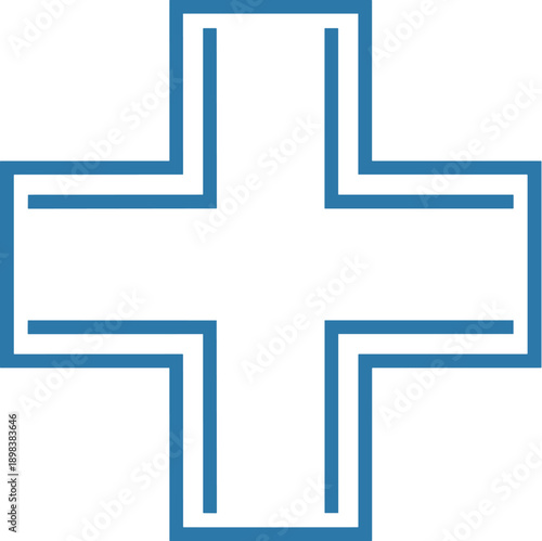 Blue medical cross icon on white background