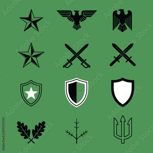 Heraldic Symbols Collection: Eagles, Swords, Shields, Stars, Oak, Trident