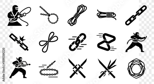 Martial Arts Icons and Symbols Collection.
