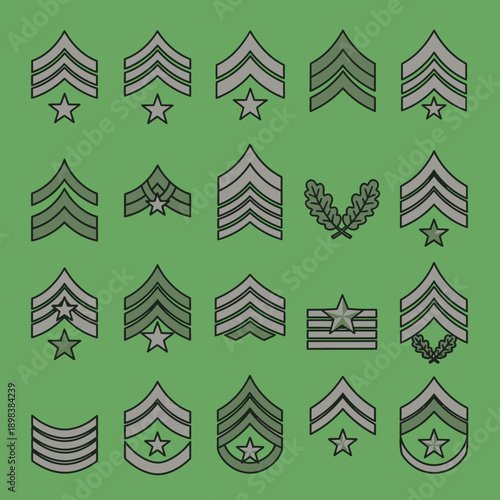 Military Rank Insignia Collection: Stripes, Chevrons, Stars, Oak Leaves, Wreath