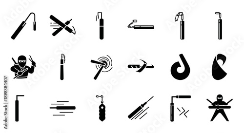 Martial Arts Symbols and Icons Collection.