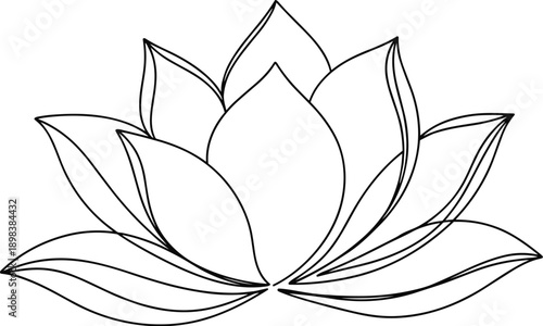 Black and white lotus flower outline