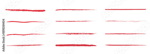 Red stike though set. Underline pencil lines, Doodle elements. Vector brush