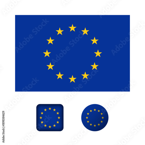 European Union Flag Flat Icons Collection