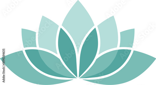 Lotus flower icon serene blue green graphic design