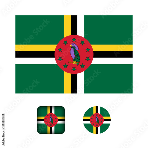 Dominica Flag Flat Icons Collection