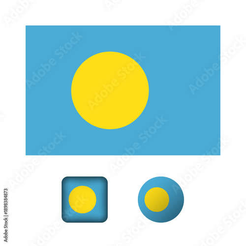 Palau Flag Flat Icons Collection