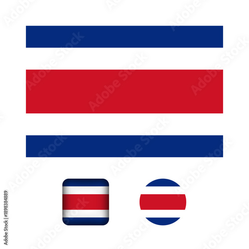 Costa Rica Flag Flat Icons Collection
