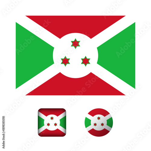 Burundi Flag Flat Icons Collection