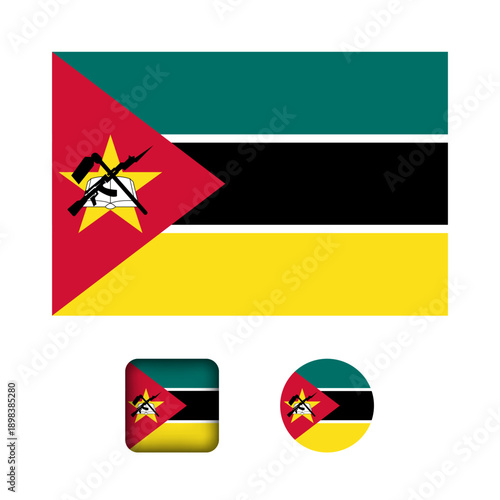 Mozambique Flag Flat Icons Collection