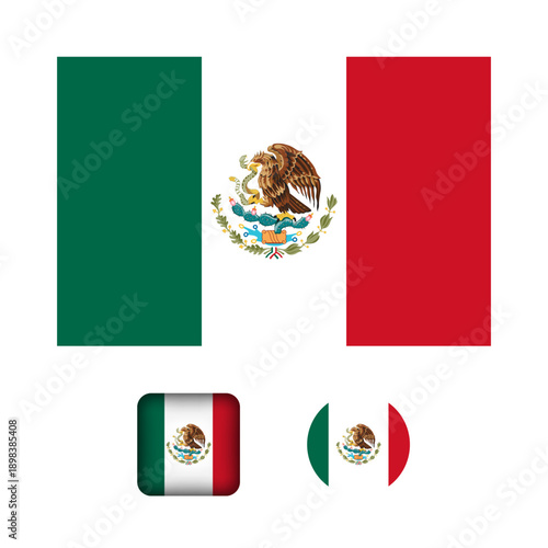 Mexico Flag Flat Icons Collection