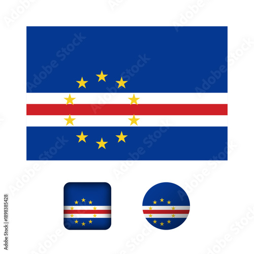 Cape Verde Flag Flat Icons Collection