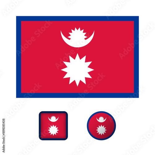 Nepal Flag Flat Icons Collection