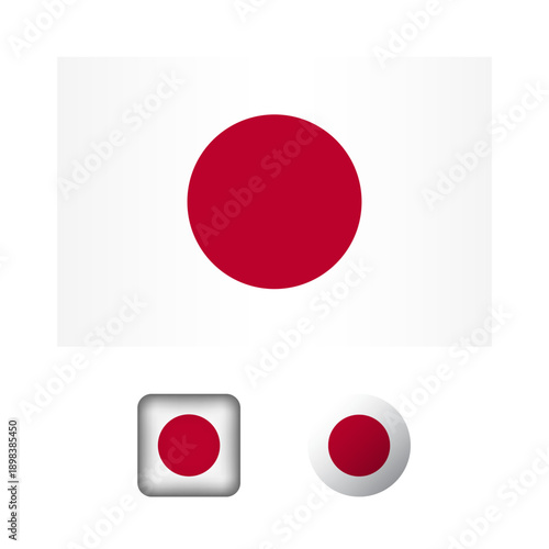 Japan Flag Flat Icons Collection