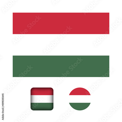 Hungary Flag Flat Icons Collection