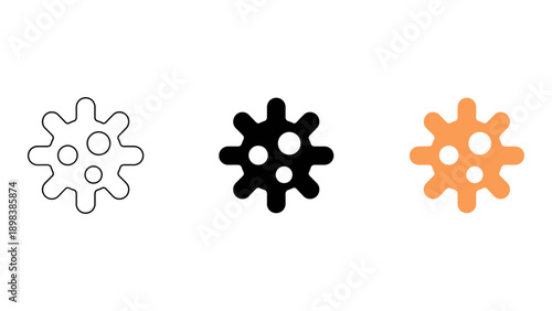 representation of virus with three distinct colored icons