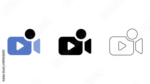 set of video support icons providing help and guidance through communication