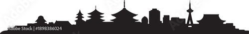 Kyoto City Skyline Vector Japan Landmark Silhouette