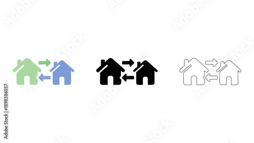 simple representing property exchange with house icons and arrows