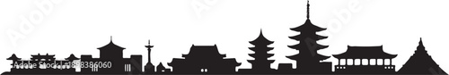 Kyoto City Skyline Vector Japan Landmark Silhouette