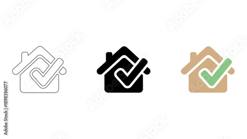 Three house icons with checkmarks indicating completed property sale