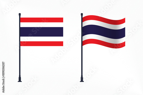 Set of Thailand Flags Isolated for Independence Day Celebration