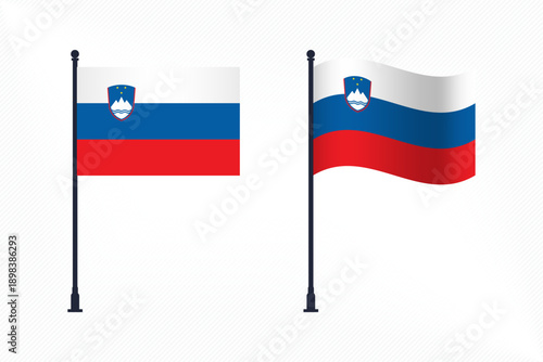 Set of Slovenia Flags Isolated for Independence Day Celebration
