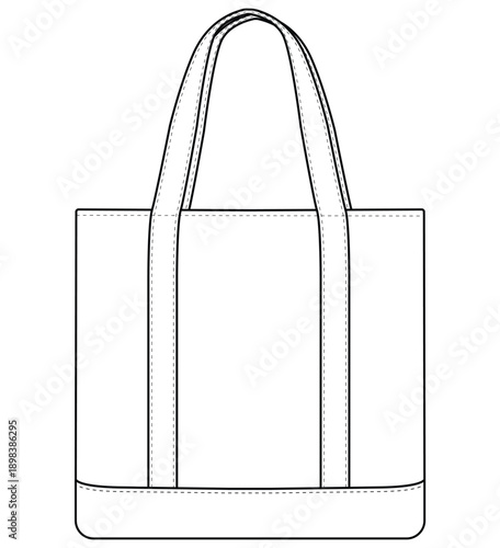 Shopping Bag outline white isolated Vector illustration For Template