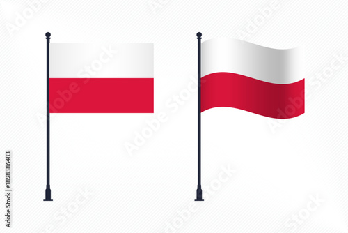 Set of Poland Flags Isolated for Independence Day Celebration