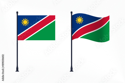 Set of Namibia Flags Isolated for Independence Day Celebration