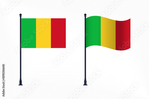 Set of Mali Flags Isolated for Independence Day Celebration