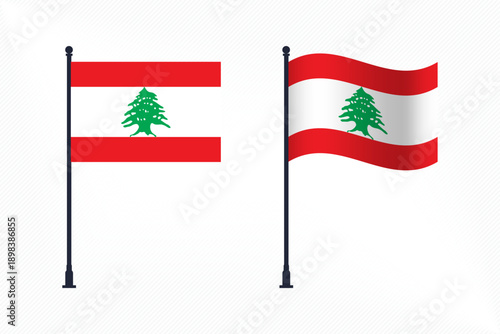 Set of Lebanon Flags Isolated for Independence Day Celebration