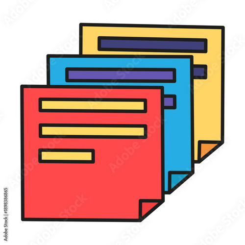 Paper sticker with notes and simple pencil for student. Square paper reminder for organizing planning schedule. Futuristic stroked shadows and highlights vector isolated on white background