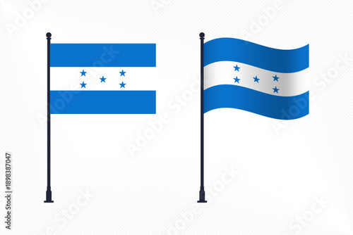 Set of Honduras Flags Isolated for Independence Day Celebration