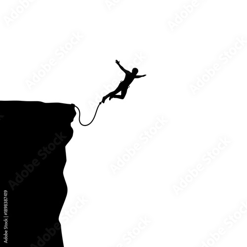 Falling Man Silhouette Illustration – Risk, Danger and Cliff Fall Concept for Safety & Awareness Design