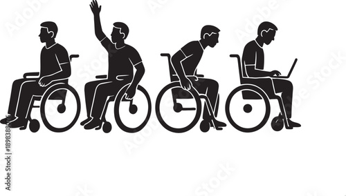PrintWheelchair Users Silhouette Set – Disabled People Activities