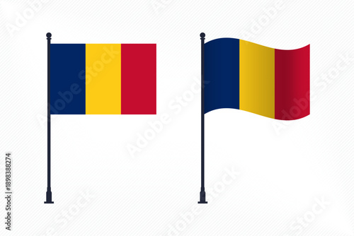 Set of Chad Flags Isolated for Independence Day Celebration
