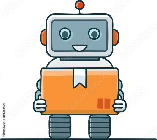 Minimalist Logistic Bot Icon for Smart Supply Chain