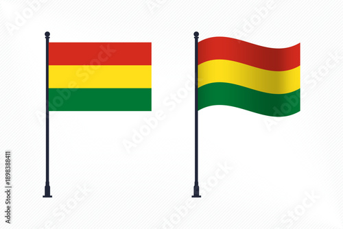 Set of Bolivia Flags Isolated for Independence Day Celebration