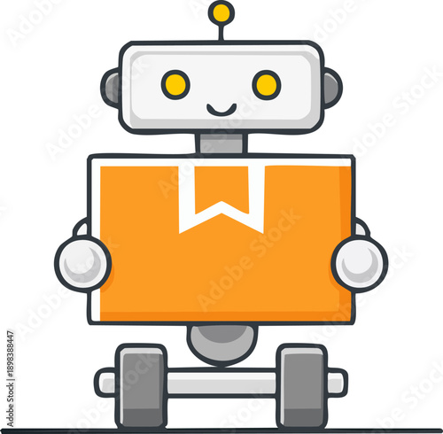 Simple Flat Icon of Autonomous Delivery Robot