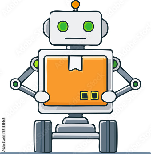 Simple Icon of Robot Delivery with Package Design