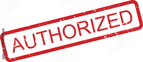 Distinct red rubber stamp featuring the word AUTHORIZED prominently displayed on a bright white background