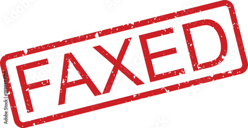 Distinctive red grunge stamp clearly indicating the word FAXED within its rectangular frame on a white background