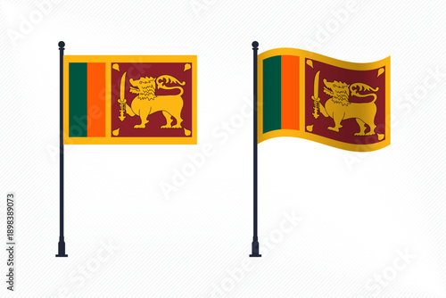 Set of Sri Lanka Flags Isolated for Independence Day Celebration