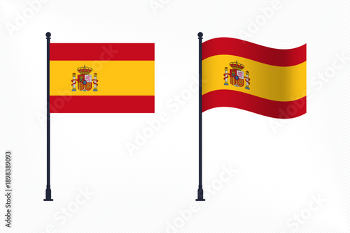 Set of Spain Flags Isolated for Independence Day Celebration