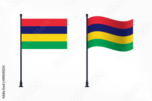 Set of Mauritius Flags Isolated for Independence Day Celebration