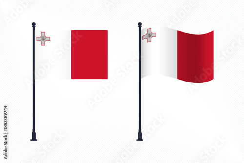 Set of Malta Flags Isolated for Independence Day Celebration