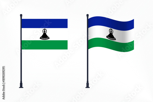 Set of Lesotho Flags Isolated for Independence Day Celebration